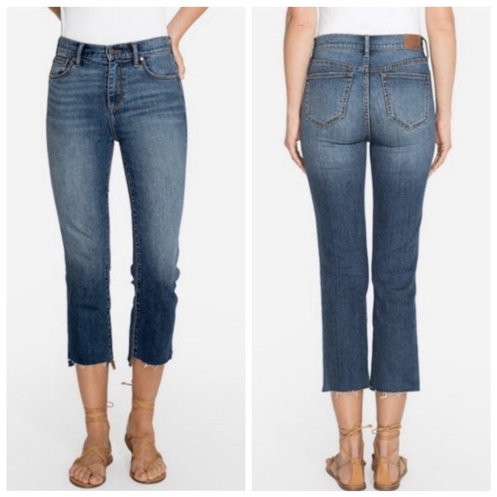 Johnny Was Jeans Size 27 Cropped Skinny Mid Rise Raw Hem‎ Stretch Blue Denim